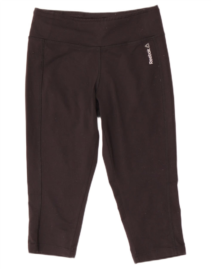 REEBOK Damen Capri-Leggings UK 8/10 Small Schwarz Polyester