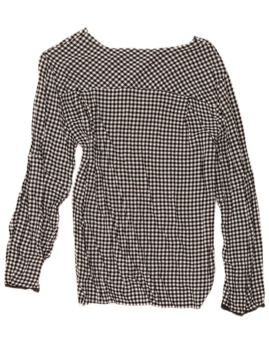 Zara Damen Bluse Top UK 12 Medium Black Gingham