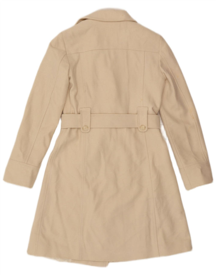 Benetton Damen Zweireihiger Mantel IT 40 Small Beige Wolle