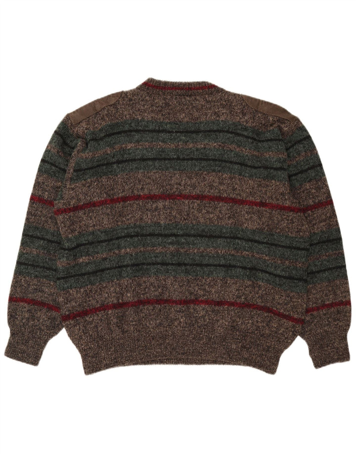 Ranger Herren-Pullover mit Rundhalsausschnitt, XL, braun gestreift, Polyamid