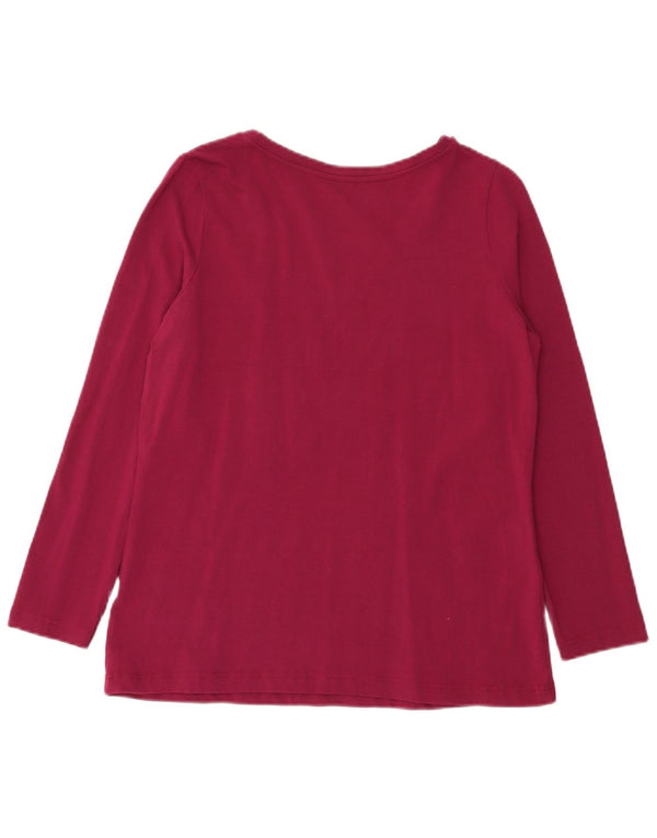 Marks & Spencer Damen Top Langarm UK 14 Large Burgunderrot Baumwolle