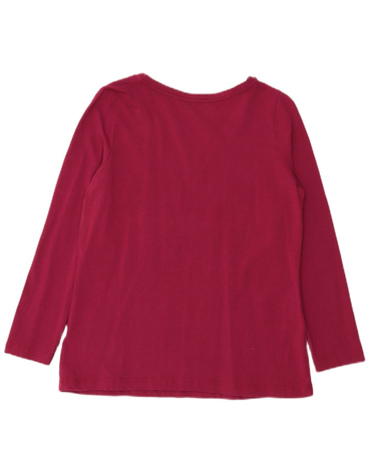 Marks & Spencer Damen Top Langarm UK 14 Large Burgunderrot Baumwolle