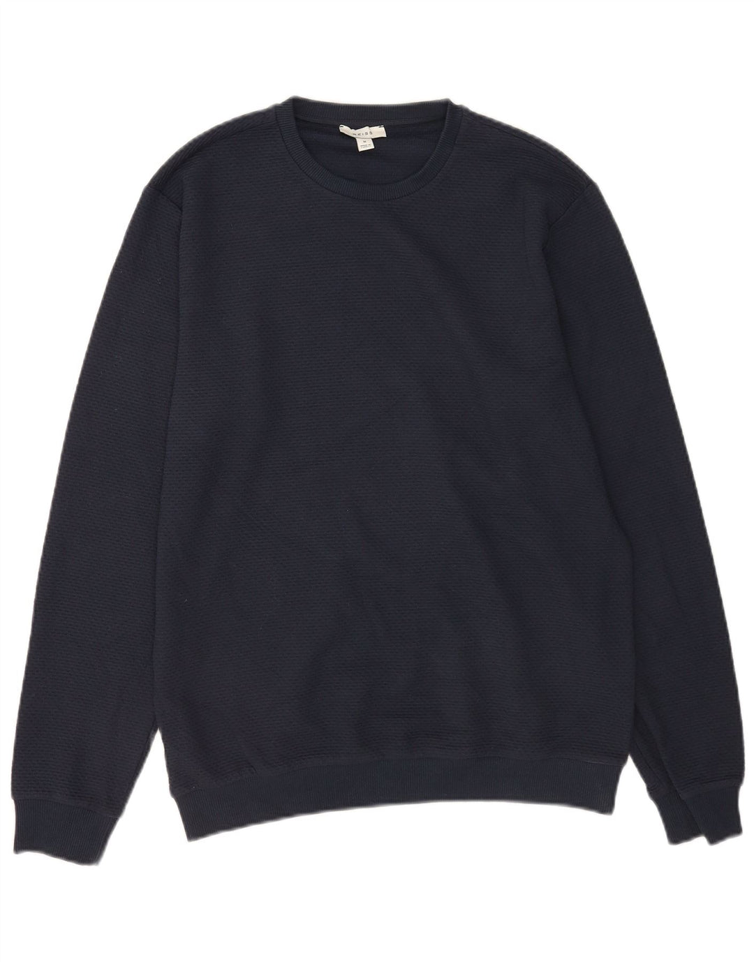 Reiss Herren-Pullover mit Rundhalsausschnitt, mittlere marineblaue Baumwolle