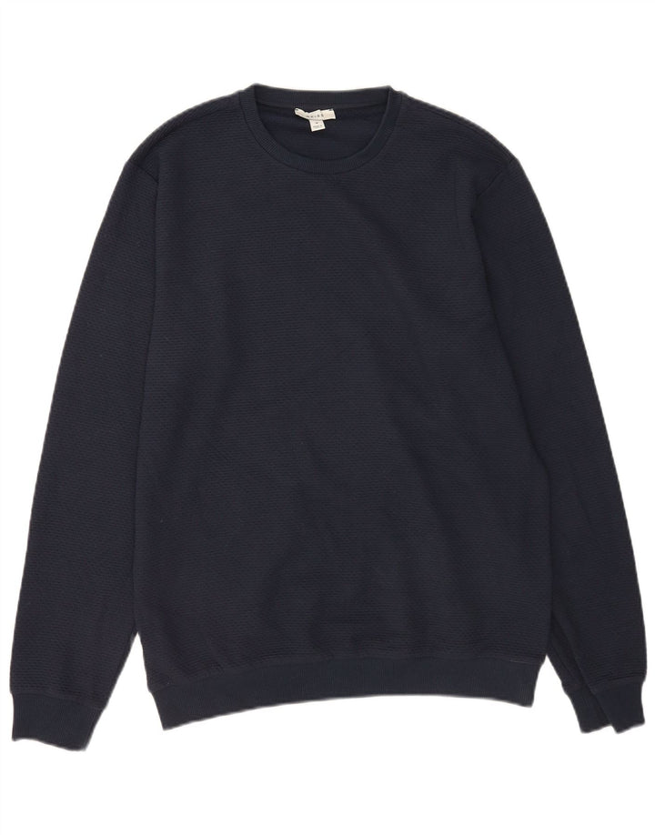 Reiss Herren-Pullover mit Rundhalsausschnitt, mittlere marineblaue Baumwolle