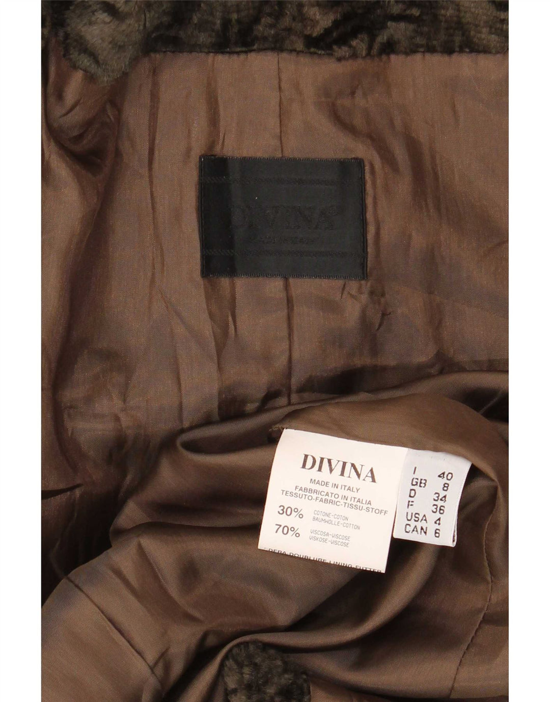 Divina Damen Bomberjacke UK 8 Small Khaki Baumwolle