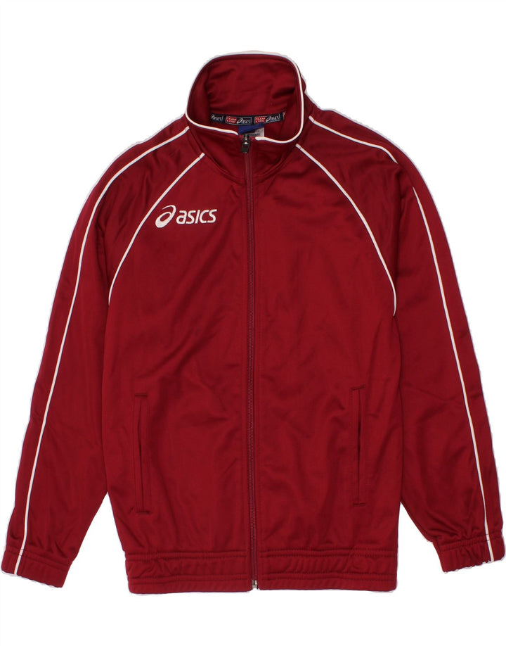 ASICS Girls Graphic Tracksuit Top Jacket 7-8 Years Burgundy Polyester Vintage Asics and Second-Hand Asics from Messina Hembry 