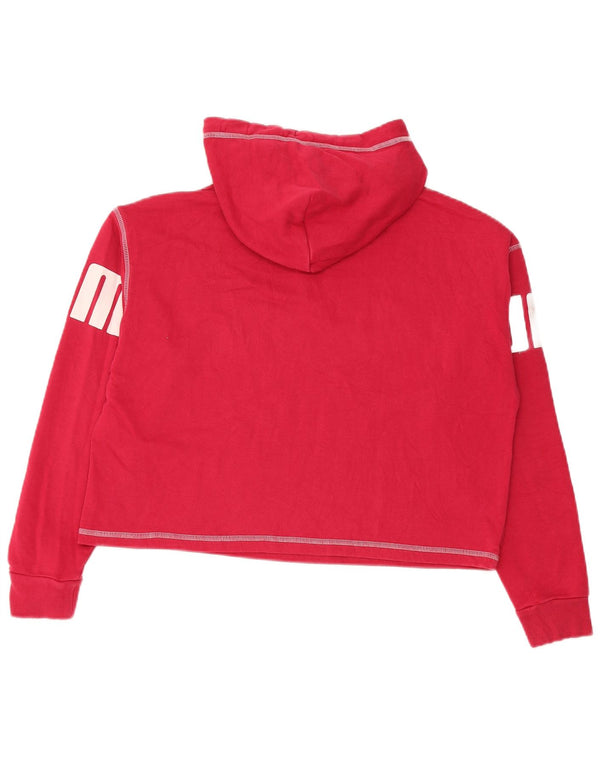 Puma Womens Oversized Graphic Crop Hoodie Pullover UK 10 Small Rot