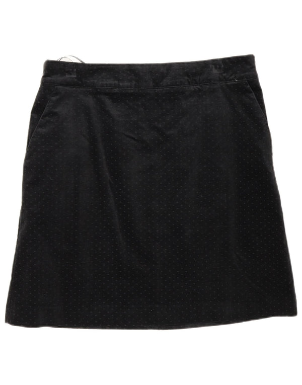 Crew Clothing Damen-Samt-A-Linien-Rock UK 12 Medium W32 Schwarz gepunktet