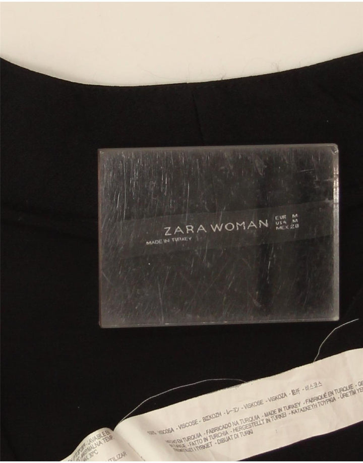 Zara Damen Langarm-Blusenoberteil UK 14 Mittelschwarze Viskose