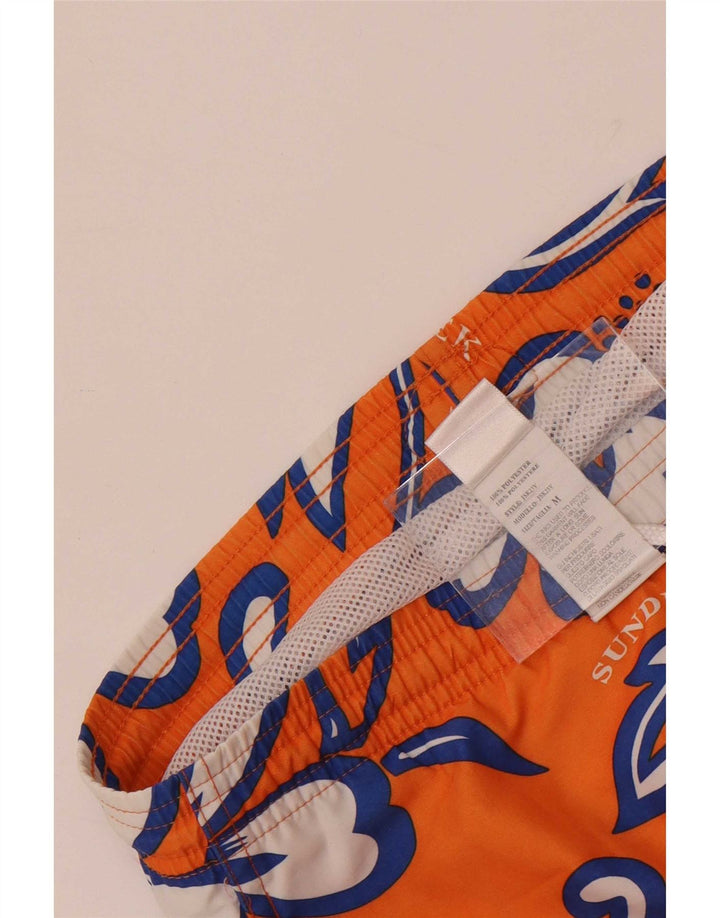 Sundek Herren-Badeshorts mit Grafik, Mittelorange, Blumenmuster, Polyester