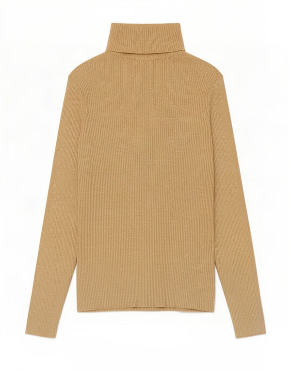Zara Damen Rollkragenoberteil Langarm UK 12 Mittelbeige Viskose