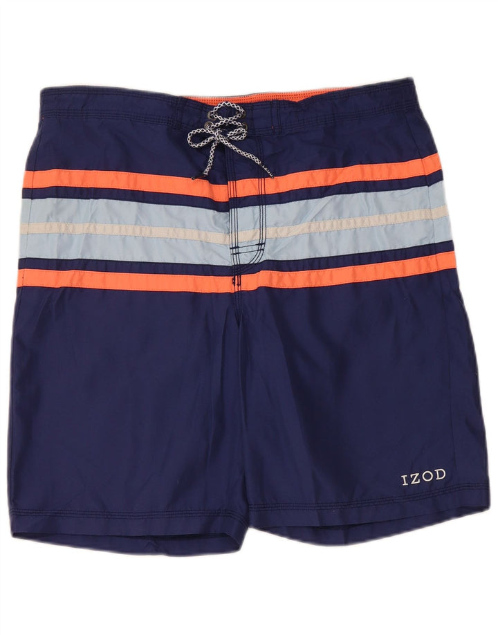 IZOD Herren-Badeshorts, klein, marineblau, gestreift, Polyester