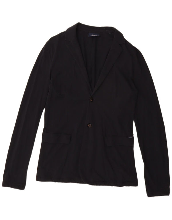 Armani Jeans Damen 2-Knopf-Blazerjacke UK 18 XL Marineblaue Baumwolle