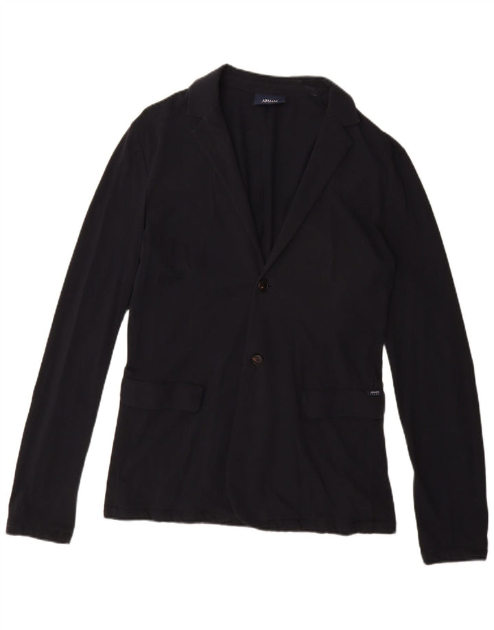 Armani Jeans Damen 2-Knopf-Blazerjacke UK 18 XL Marineblaue Baumwolle
