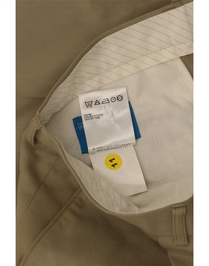 Marks & Spencer Mens Pegged Casual Hose W34 L31 Khaki Polyester