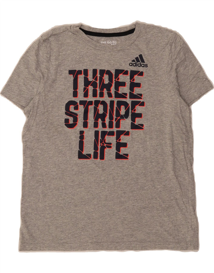 ADIDAS Boys Three Stripes Graphic T-Shirt Top 10-11 Years Medium  Grey Vintage Adidas and Second-Hand Adidas from Messina Hembry 