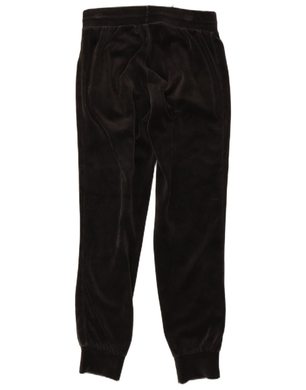 Puma Womens Velour Tracksuit Trousers Joggers UK 6 XS Black Cotton