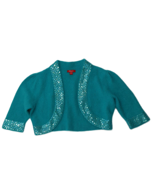 MONSOON Offener Bolero-Pullover mit 3/4-Ärmeln für Damen, UK 18, XL, Blau Angora