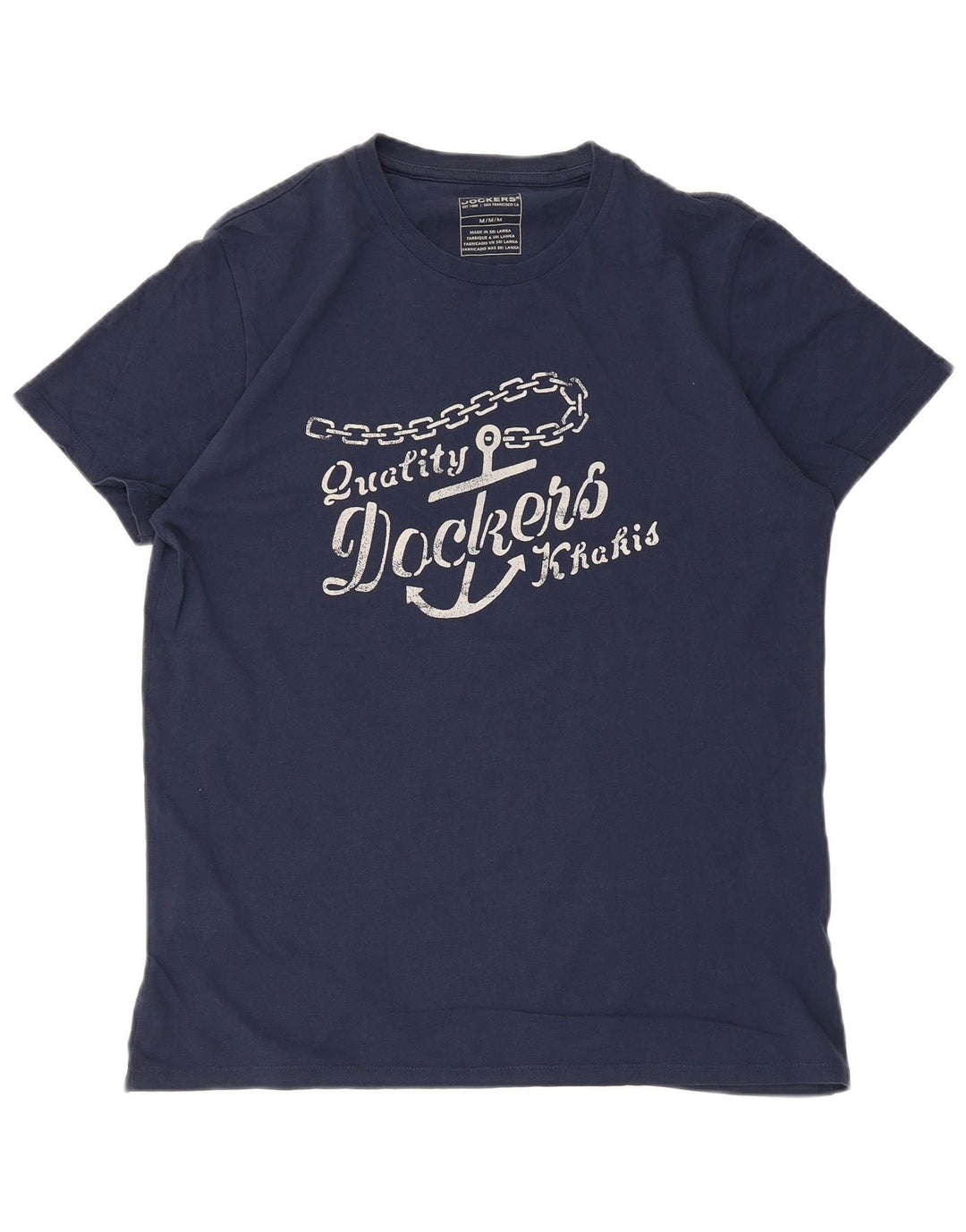 Dockers Herren Khakis Grafik-T-Shirt-Oberteil aus mittelblauer Baumwolle