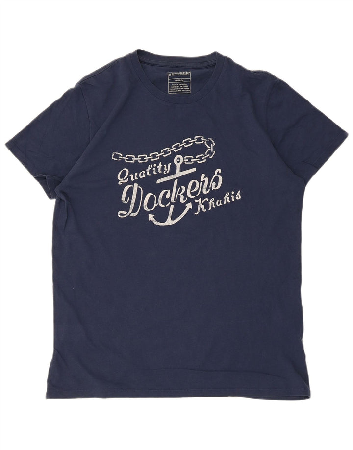 Dockers Herren Khakis Grafik-T-Shirt-Oberteil aus mittelblauer Baumwolle