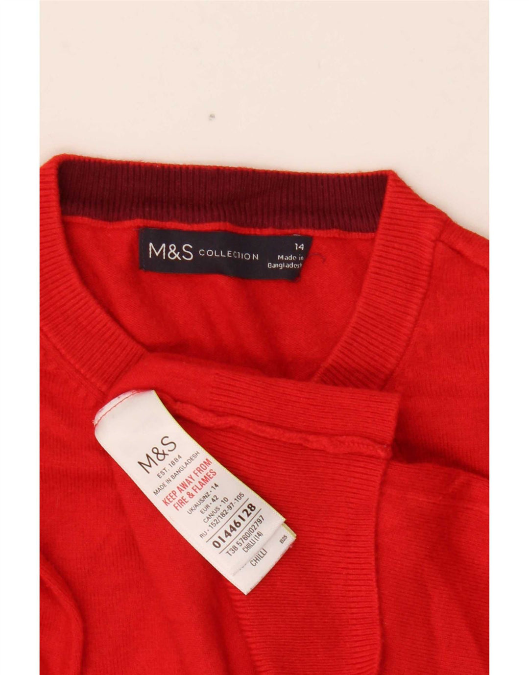 Marks & Spencer Damen Crop Cardigan Pullover UK 14 Mittelrote Viskose