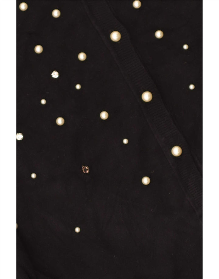 Zara Damen-Cardigan-Pullover UK 14 Große schwarze Viskose