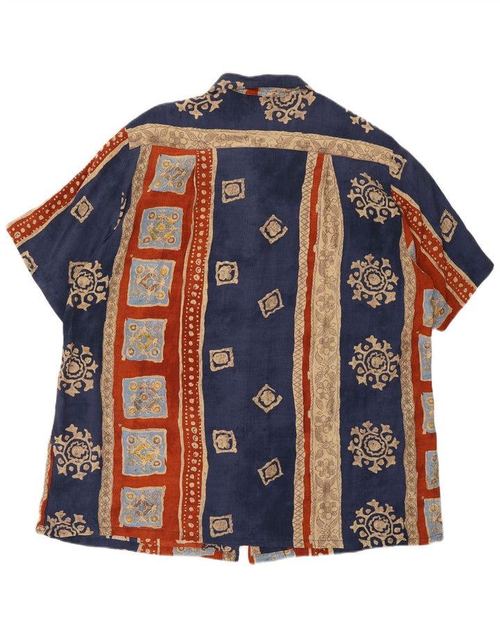 Vintage Damen Übergroßes Hemd EU 46 XL Mehrfarbig Geometrisch
