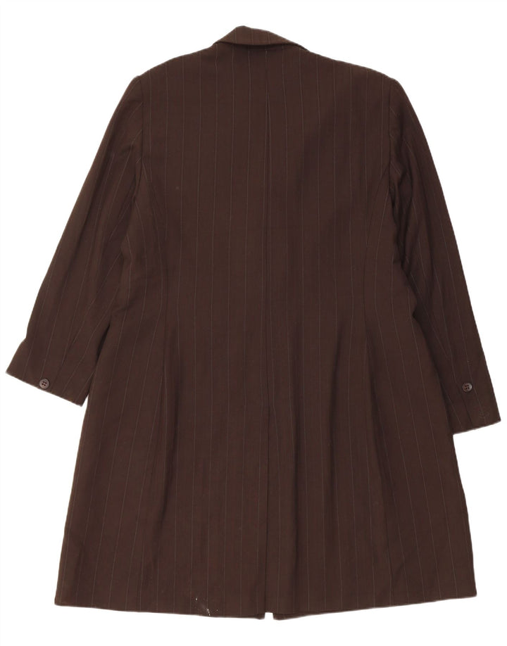 Marks & Spencer Damenmantel UK 20 2XL Braunes Nadelstreifen-Polyester