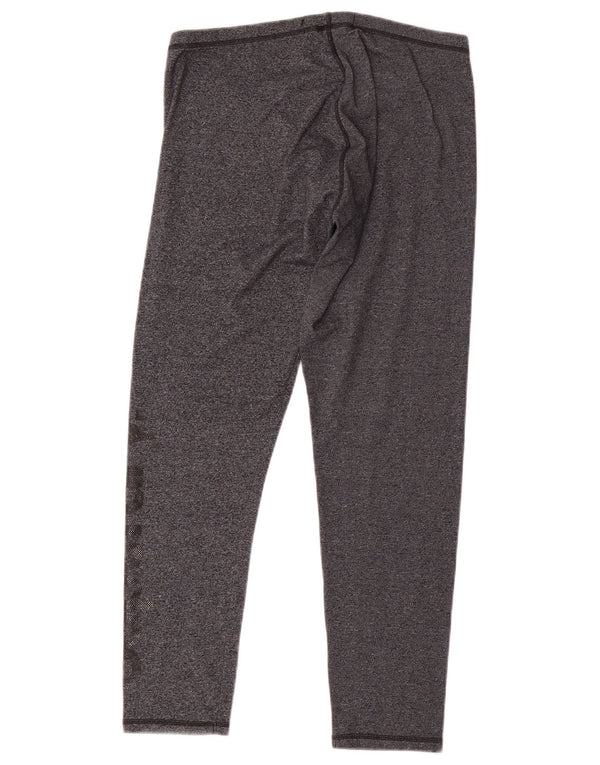 Superdry Grafik-Leggings für Damen, UK 14, Größe L, grau gefleckte Baumwolle