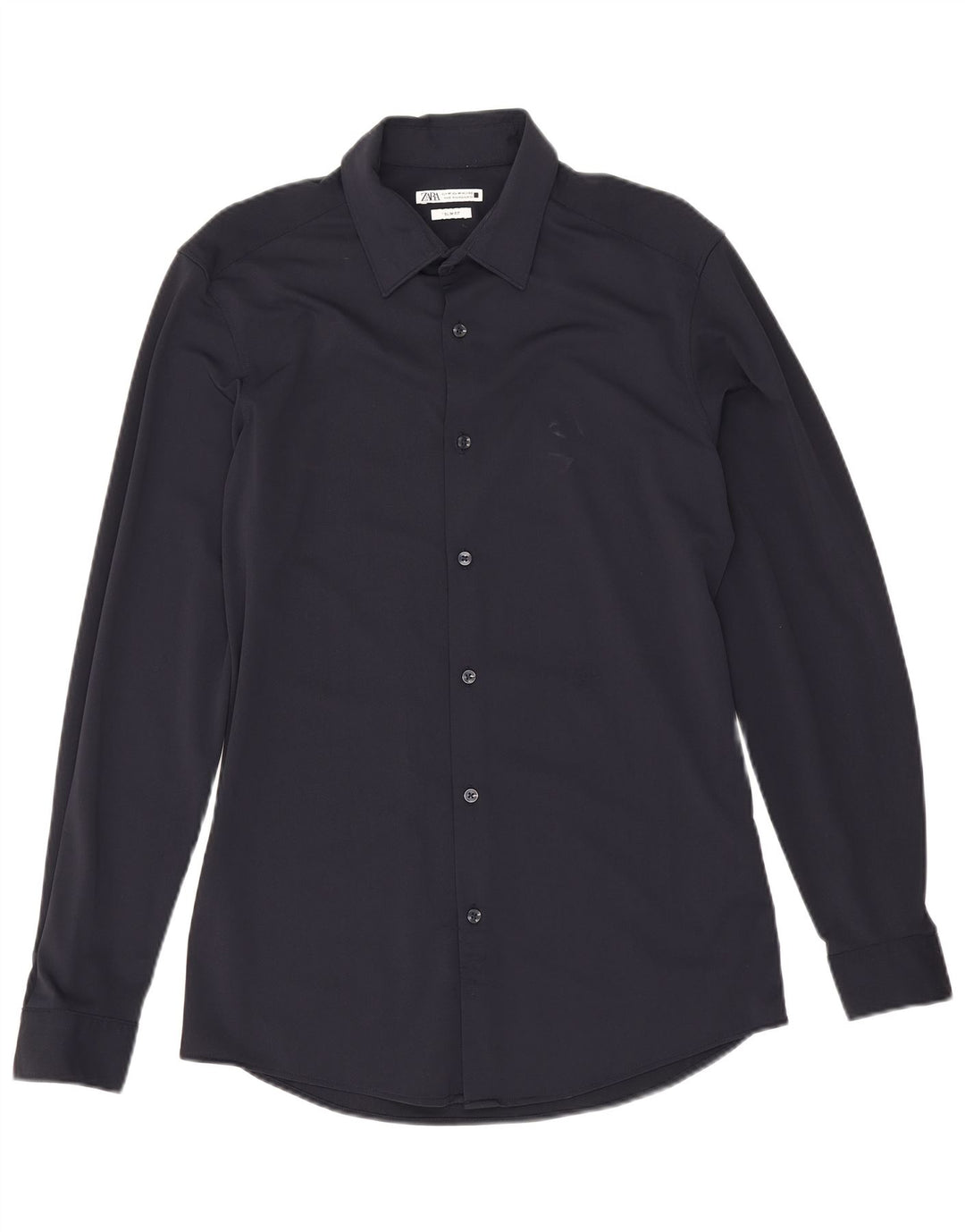 Zara Herren Slim Fit Hemd Medium Marineblau Polyamid