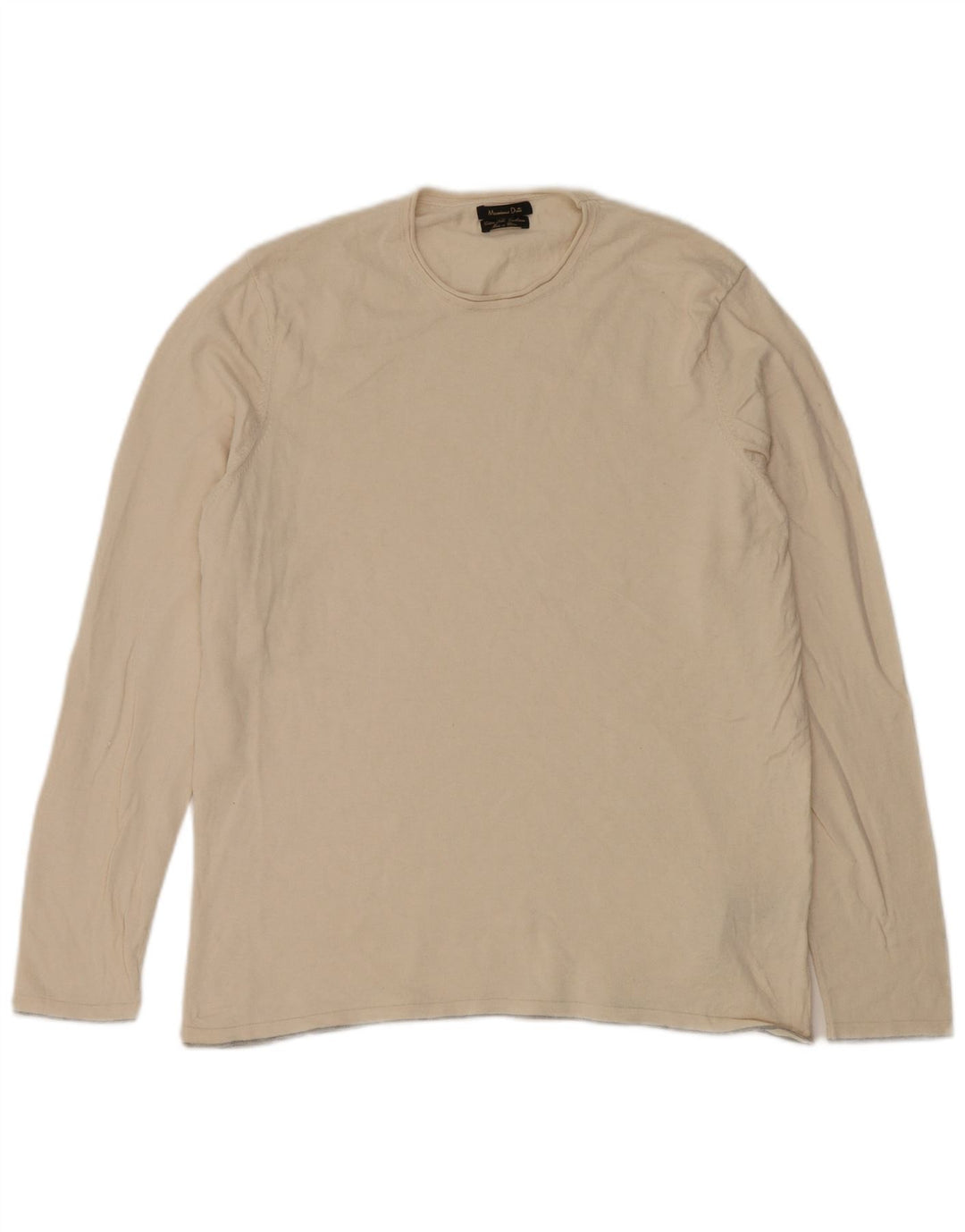 Massimo Dutti Damen Top Langarm UK 18 XL Beige Baumwolle