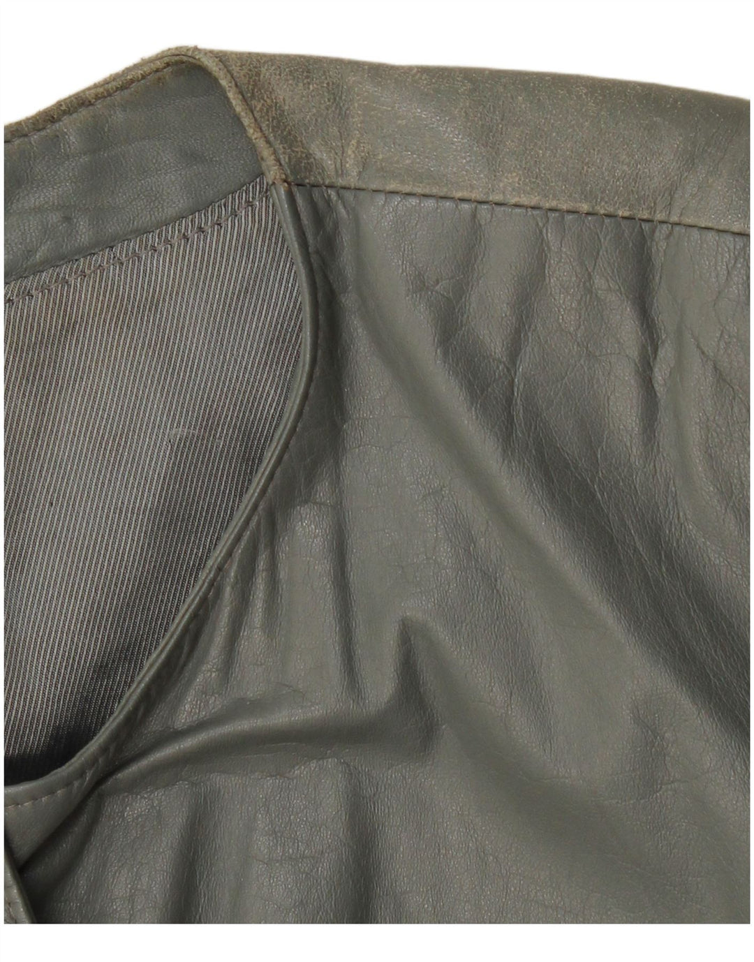 VINTAGE Damen Leder Bomberjacke UK 12 Mittelgraues Leder