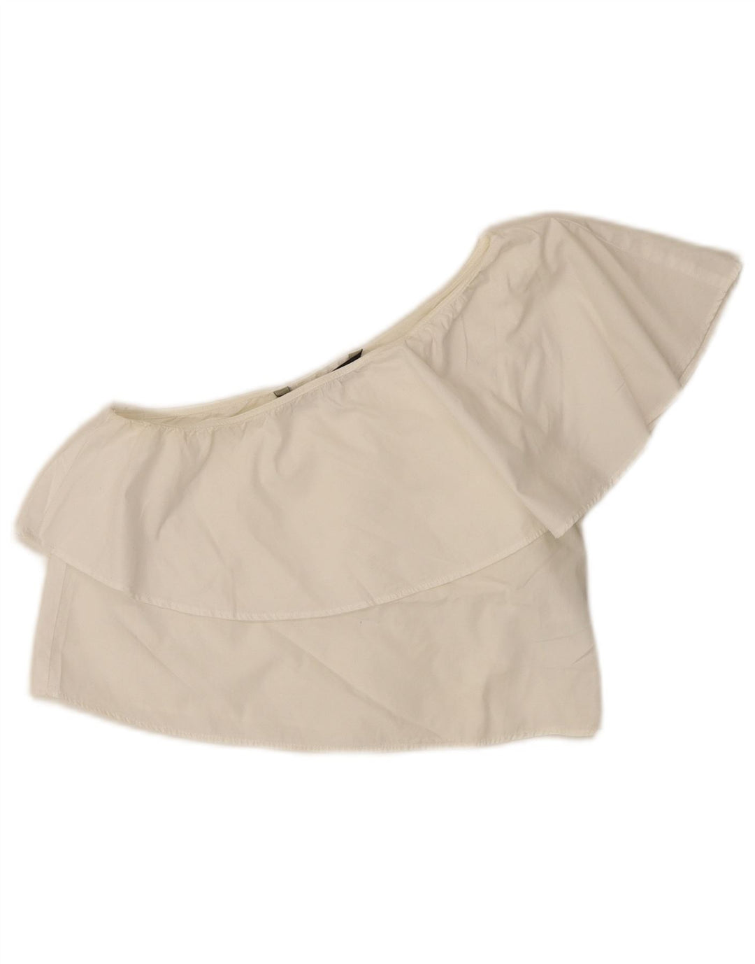 ZARA Womens Crop One Shoulder Top UK 6 XS White Cotton