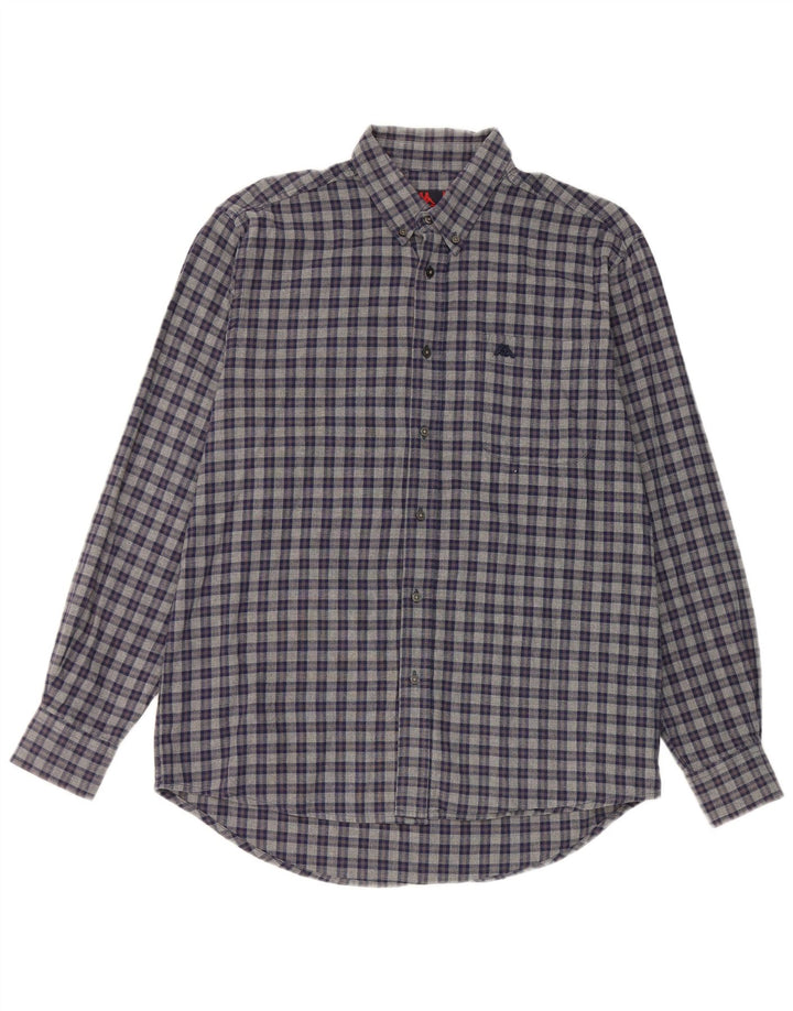 Kappa Herren-Hemd aus mittelblauer Karo-Baumwolle in Marineblau