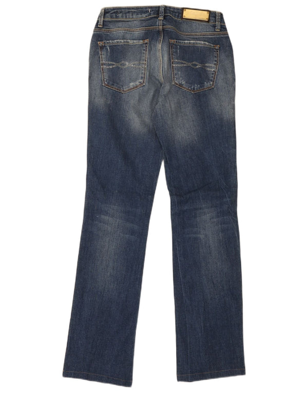 Zara Damen Distressed Bootcut Jeans EU 34 2XS W28 L30 Blaue Baumwolle