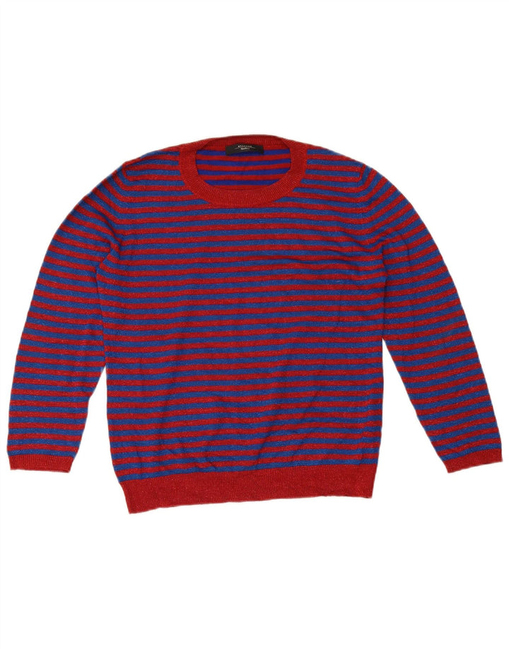 Max Mara Damen-Wochenende-Pullover, UK-Gr. 12, Mittelblau gestreift