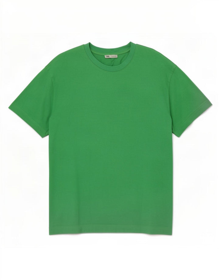 Zara Herren T-Shirt Top Mittelgrüne Baumwolle