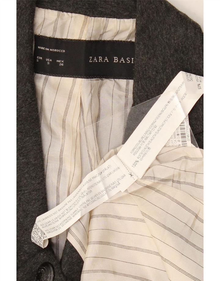 Zara Damen 1-Knopf-Blazerjacke UK 10 Small Graues Acetat