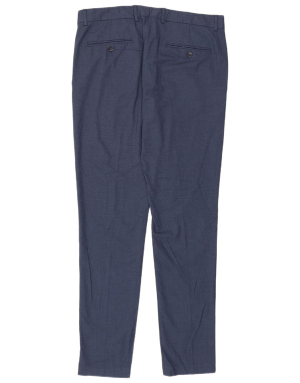 Zara Mens Slim Chino Trousers EU 44 Large W34 L32 Navy Blue Polyester