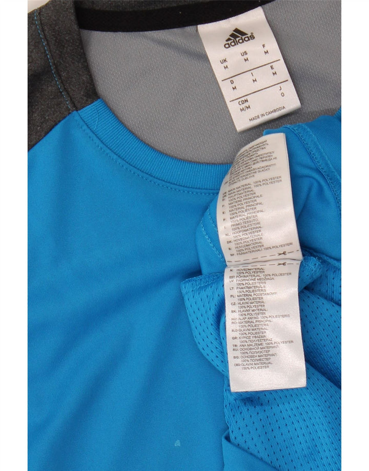 Adidas Herren T-Shirt Top Mittelblaues Colourblock-Polyester