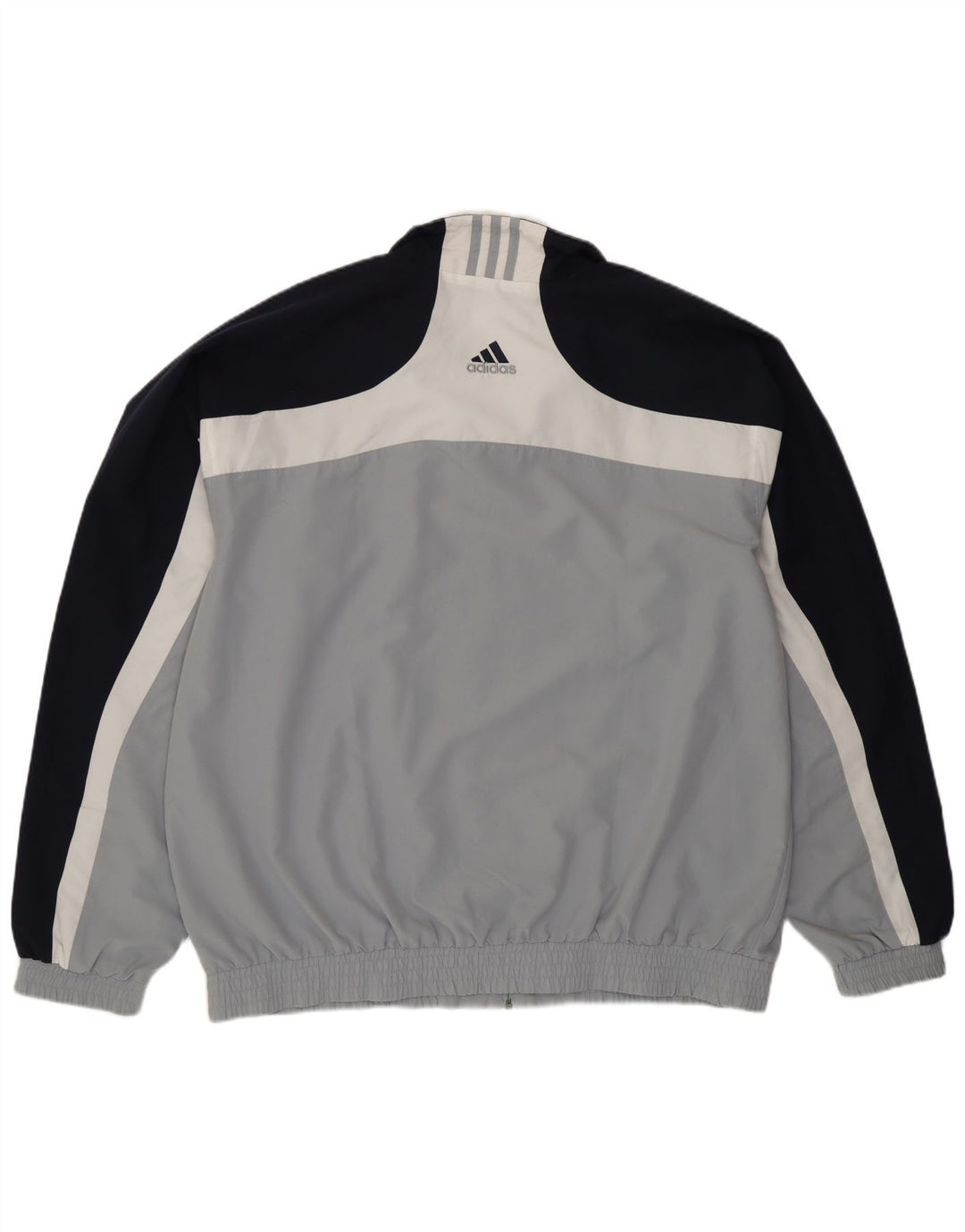 Adidas Herren-Trainingsanzug-Oberteiljacke UK 46/48 XL Graues Colourblock-Polyester