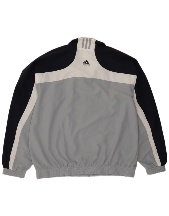 Adidas Herren-Trainingsanzug-Oberteiljacke UK 46/48 XL Graues Colourblock-Polyester