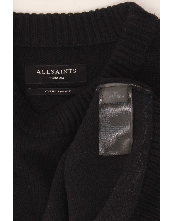 All Saints Herren-Pullover, übergroß, Rundhalsausschnitt, mittelblau, kariert