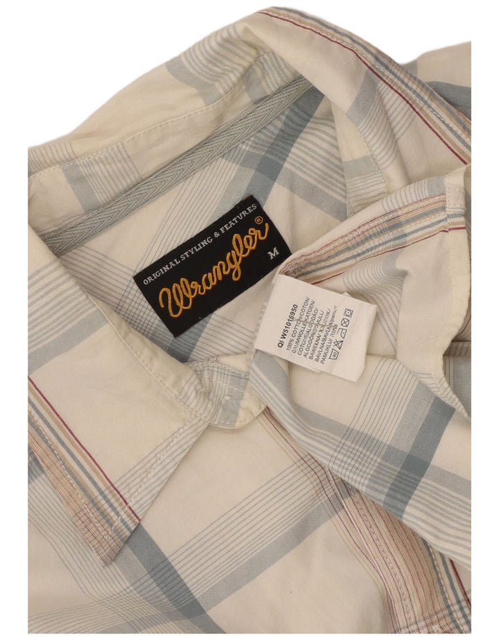 Wrangler Herrenhemd aus mittelweiß karierter Baumwolle