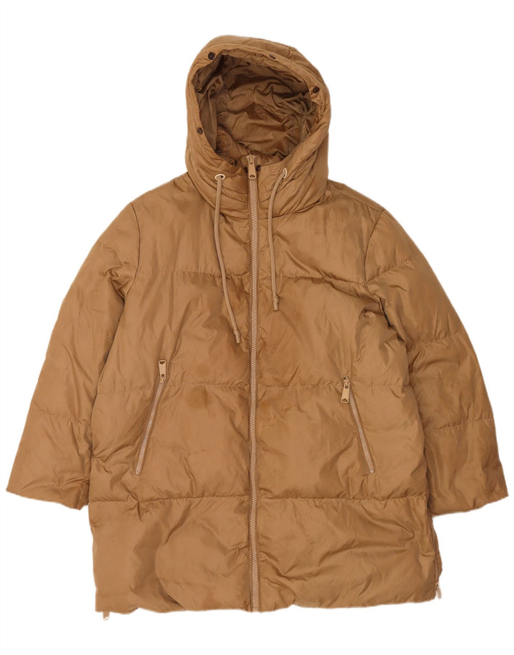 Zara Damen Kapuzenmantel, gepolstert, UK 16, groß, braun, Polyamid