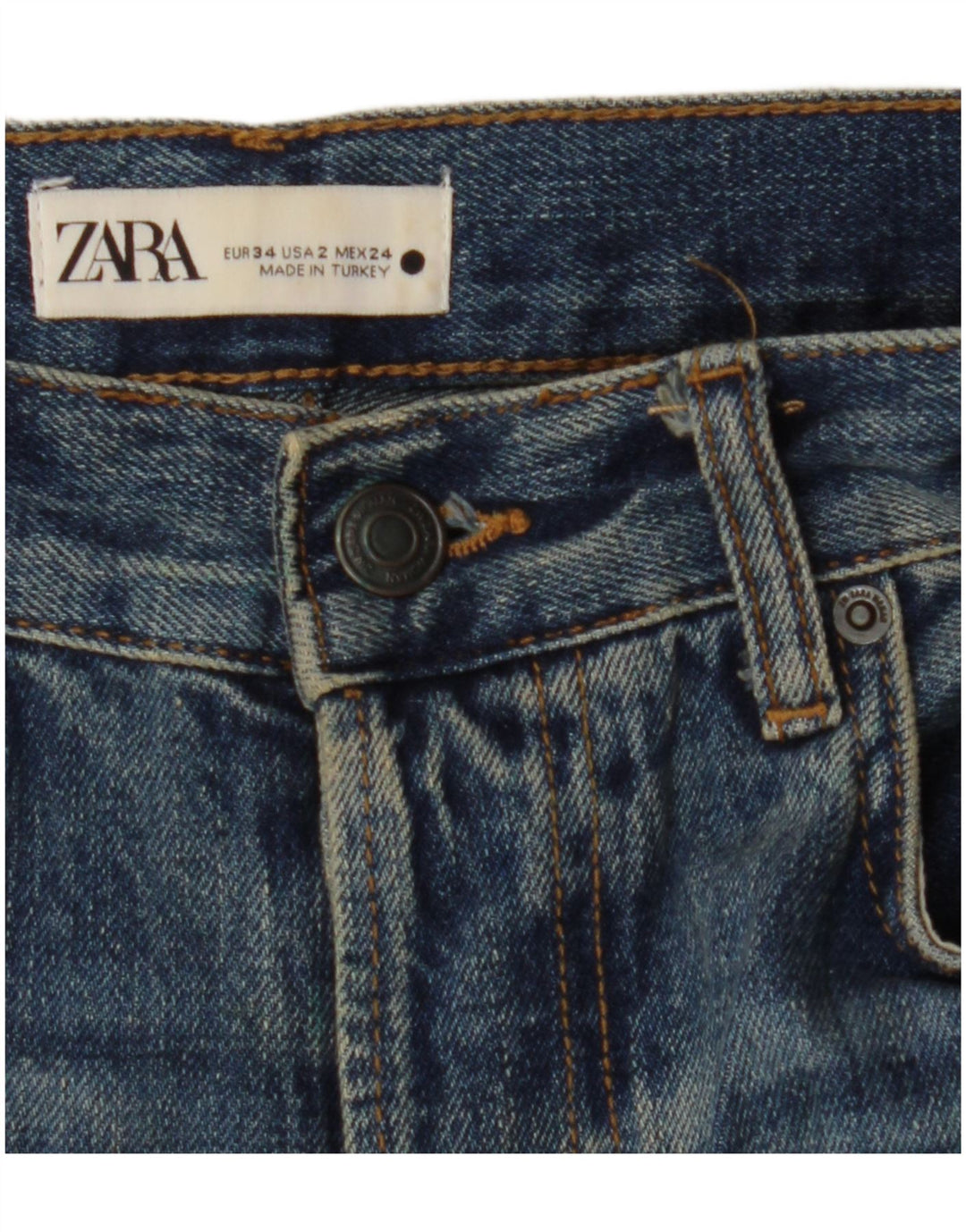ZARA Womens Straight Jeans EU 34 2XS W24 L33 Blue
