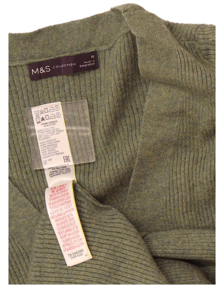 Marks & Spencer Damen-Pullover mit V-Ausschnitt, Gr. 10, Größe S, Grün, Polyester