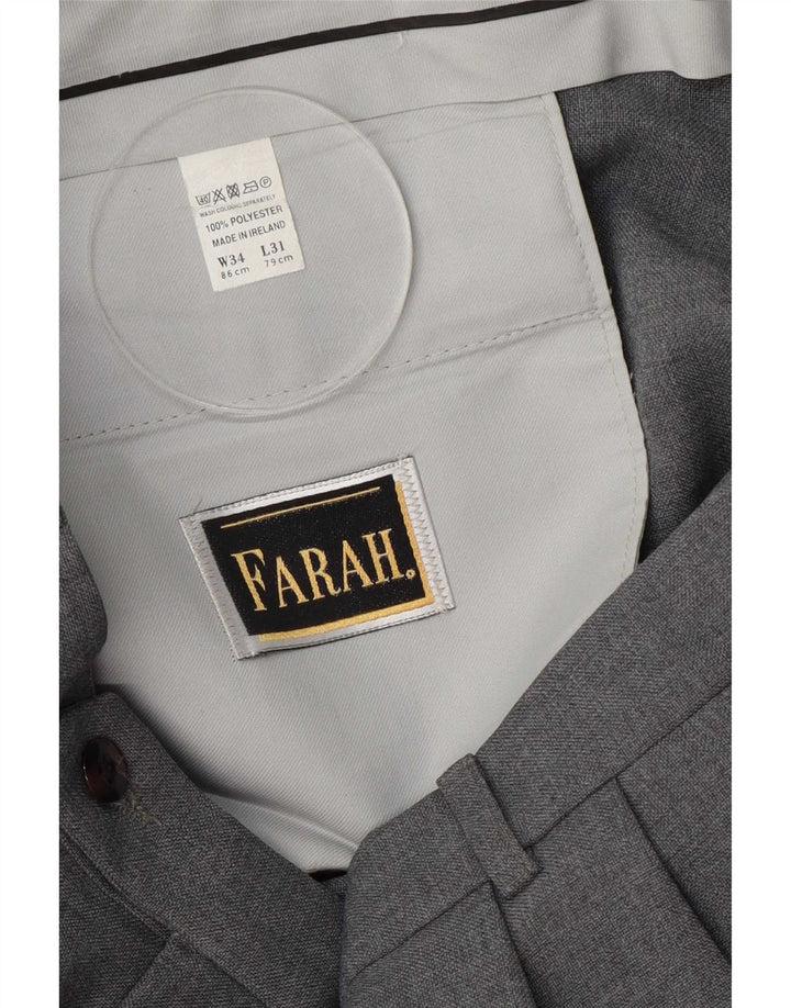 Farah Herren-Anzughose mit Pegged-Anzug, W34, L31, graues Polyester