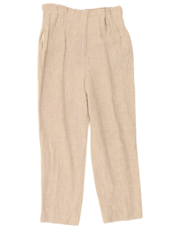 Zara Damen Chinohose mit Pegged High Waist, mittelgroß, W30, L26, Beige, Leinen