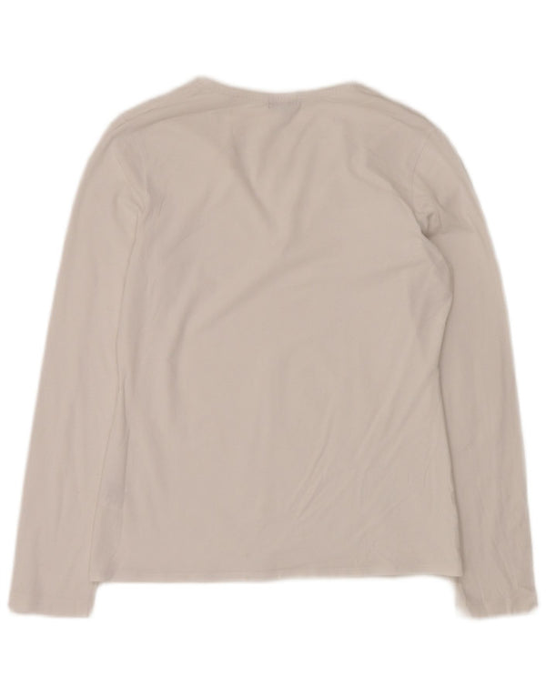 JIGSAW Damen Top Langarm UK 12 Mittelweiße Baumwolle